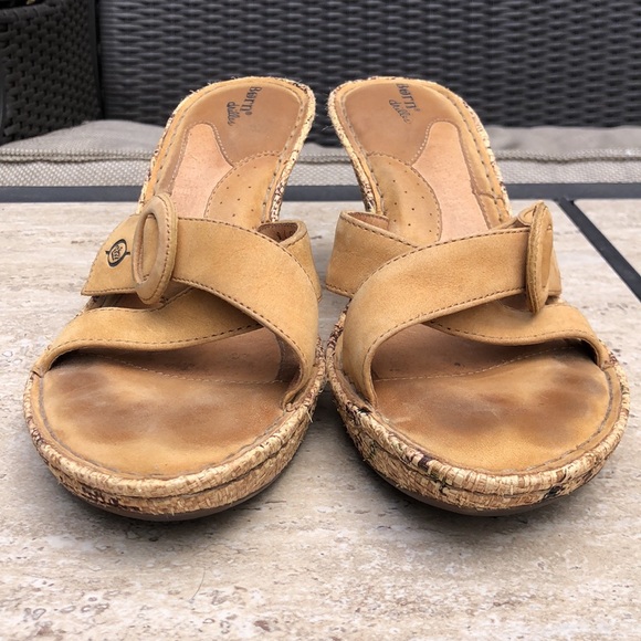 BORN Tropical Wedge Leather Strap Heeled Sandal - Picture 3 of 13